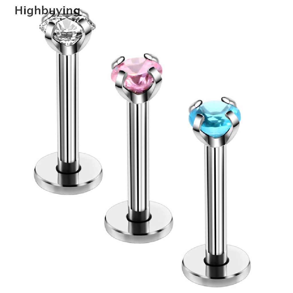 Hbid 4PCS / Set Anting Tindik Bibir / Telinga 16G Hias Kristal Untuk Wanita Glory