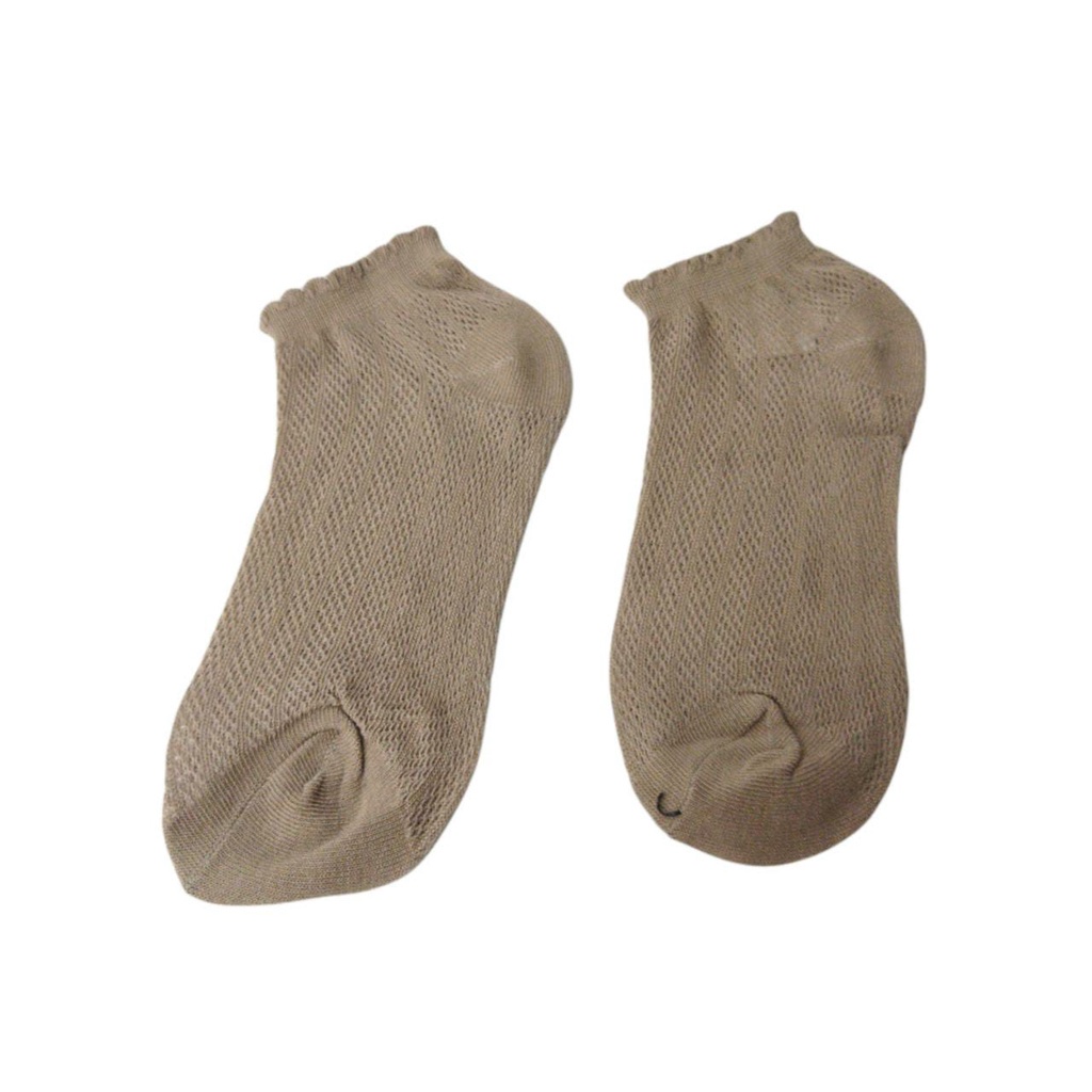 ⭐Bobastore⭐ R108 Kaos Kaki Polos Wanita KaosKaki Spandek Pendek Korea Murah Short Socks-MOTIF 3 KHAKI