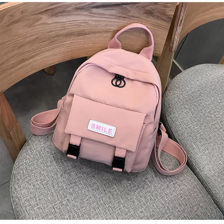 KSO_BAG - Tas Ransel Anak Wanita Terbaru 2021 Kekinian Backpack Motif Carakter MINI SMILE Termurah