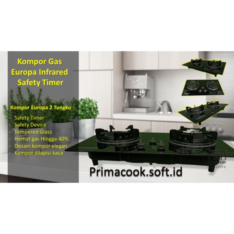 kompor Europa 2 tungku infrared sefty timer