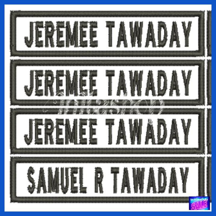 

JAMEKEWANITA- BORDIR NAMA / PATCH NAMA / NAME TAG / PAPAN NAMA - SATU BARIS -ASLIII.