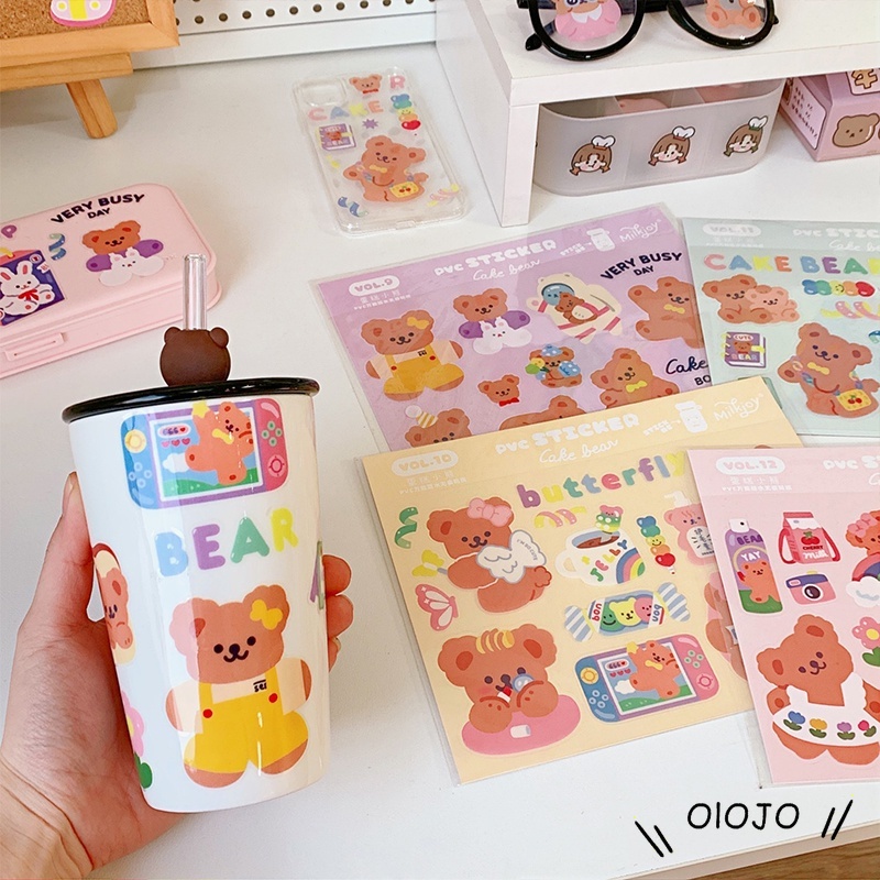 Stiker Desain Beruang Gaya Korea Untuk Scrapbook - ol