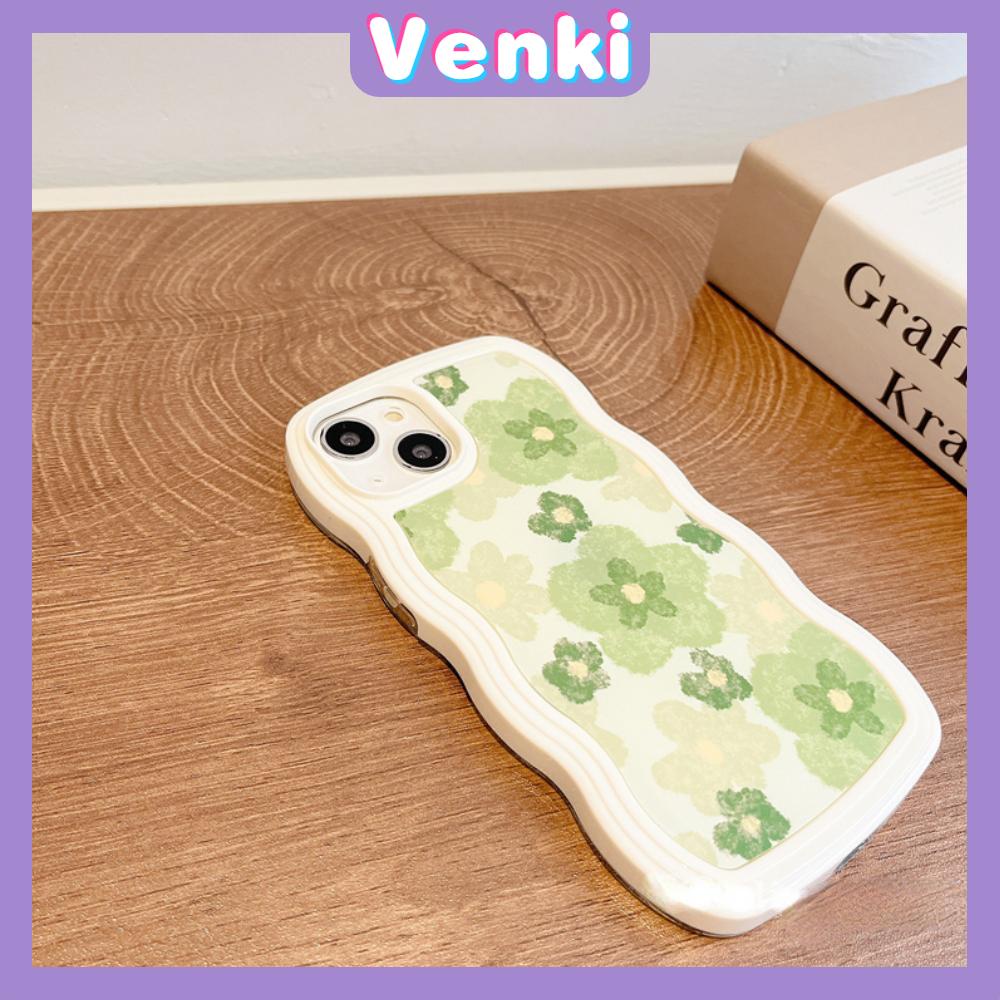 iPhone Case Candy Color Wave 2-in-1 Silicone Soft Case Airbag Shockproof Protection Camera Green Flowers Compatible For iPhone 11 Pro Max 13 Pro Max 12 Pro Max 7Plus xr XS Max