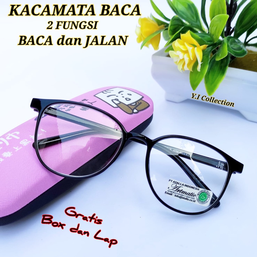 Kacamata Baca Dan Jalan Wanita | Kacamata Plus Wanita Double Fokus Jauh Dekat | Kacamata Plus Wanita Model Terbaru | Kaca mata Baca Wanita 2 Fungsi Baca Dan Jalan | Kacamata Rabun Dekat | Free Box Peyimpanan Dan Lap Cleaner