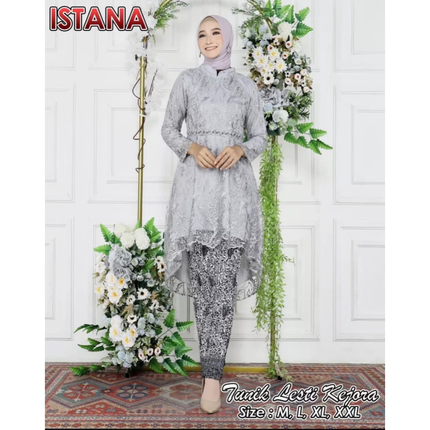 Setelan Tunik Lesty Kejora Terbaru 2022//Setela Tunik tille Mutiara Premium/Baju Kebaya Termurah/Baju Kebaya Tile Full Payet/baju kurung/pakaian wanita Termurah/seragam Pesta Kekinian/pakaian tradisional/set baju kebaya termurah