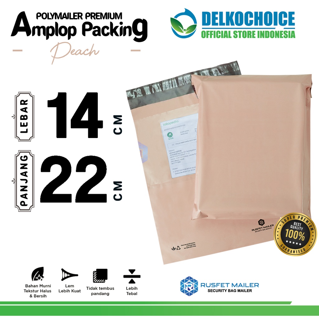 

Polymailer PEACH Polos 14x22cm Amplop Plastik Packing Olshop PREMIUM / SATUAN