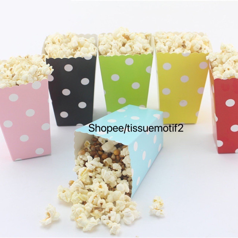 

Tempat dus popcorn/12pcs/polkadot/pesta/paper box