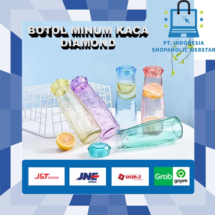Botol Minum Kaca Diamond / Gelas Minum Kaca Diamond / Botol Kaca Diamond / Botol AA5