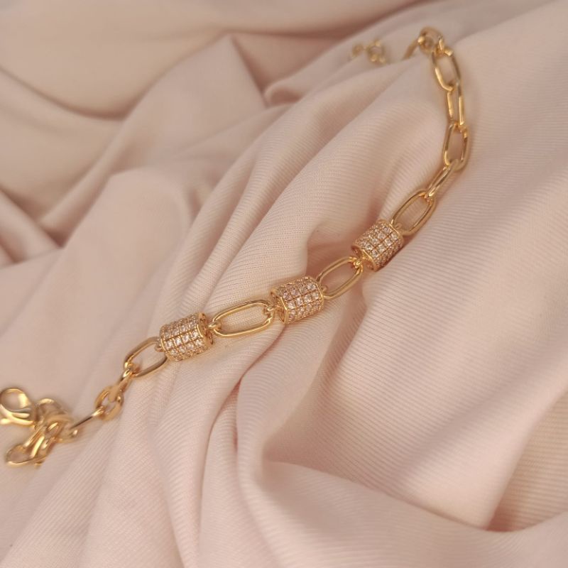 gelang rante motif tabung zirconia gelang rantai gelang rantai wanita gelang xuping gelang lapis ema