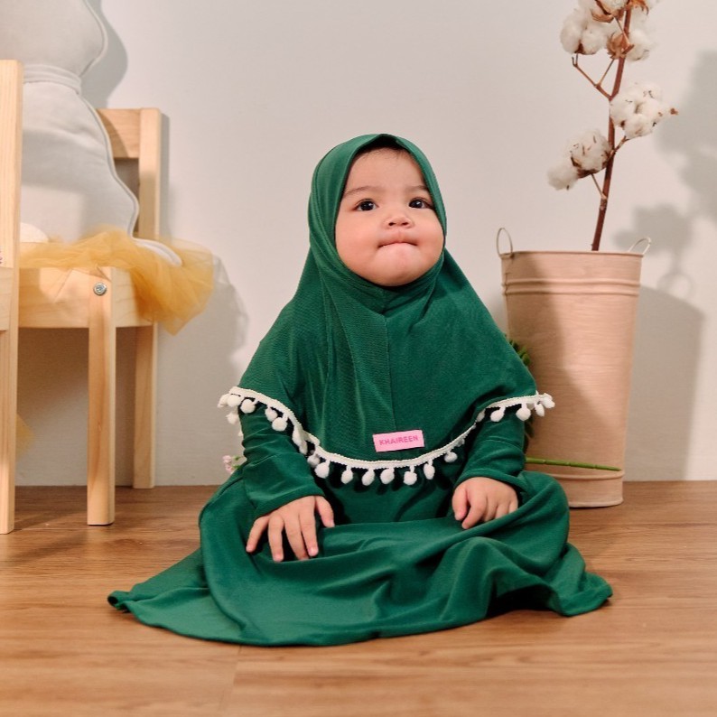 Gamis Anak / Gamis Anak Perempuan Pompom Khaireen Newborn - 5 Tahun / Gamis Bayi