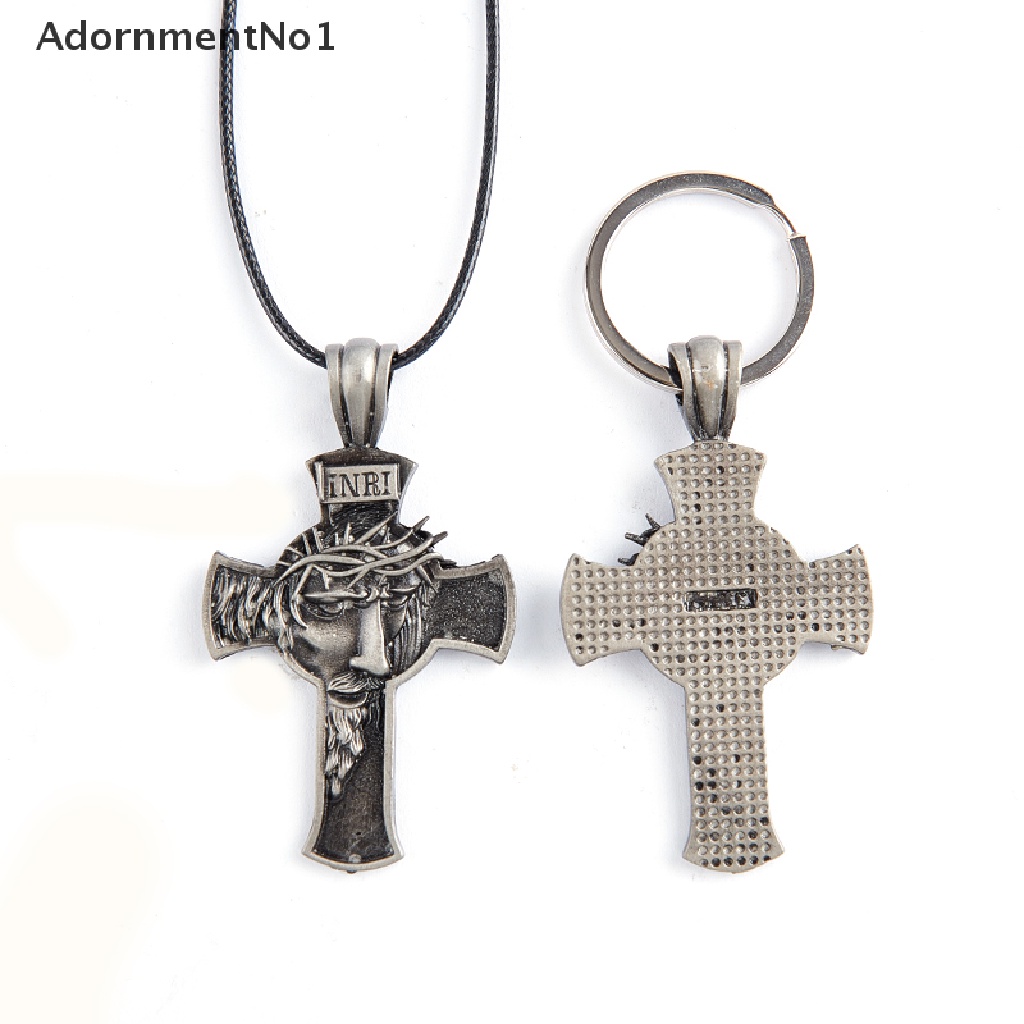 (AdornmentNo1) Kalung Rantai Dengan Liontin Salib Yesus Gaya Retro Untuk Unisex / Pria / Wanita