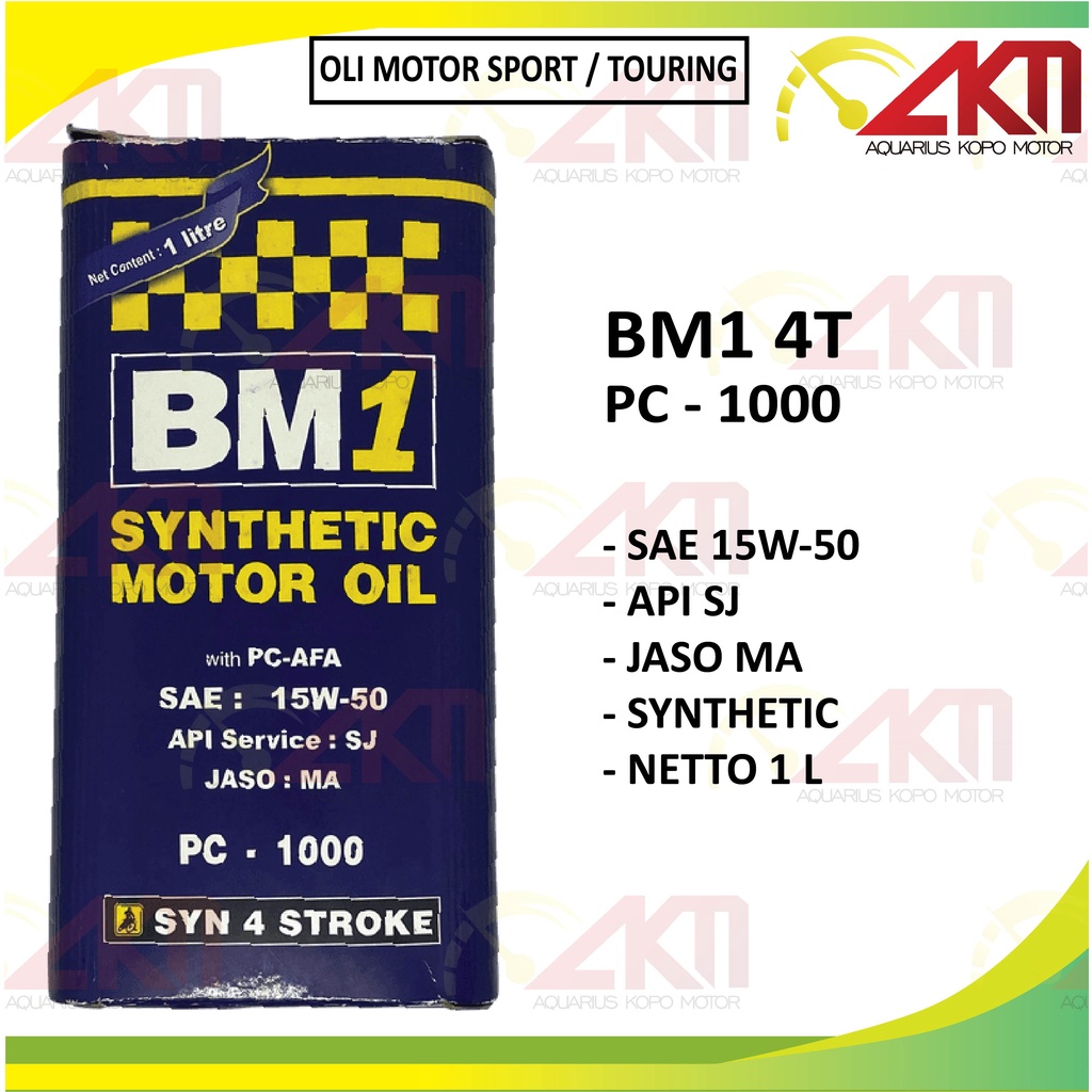 Oli BM1 PC 1000 4T 1L Synthetic 15w50 API SJ Jaso MA Oli Motor 1 Liter