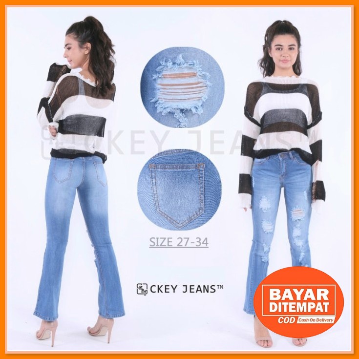 ✴Terbaru Celana Jeans Wanita Panjang Sobek / Celana Levis Wanita  ZI967 Celana Jeans Cutbray Ck 820