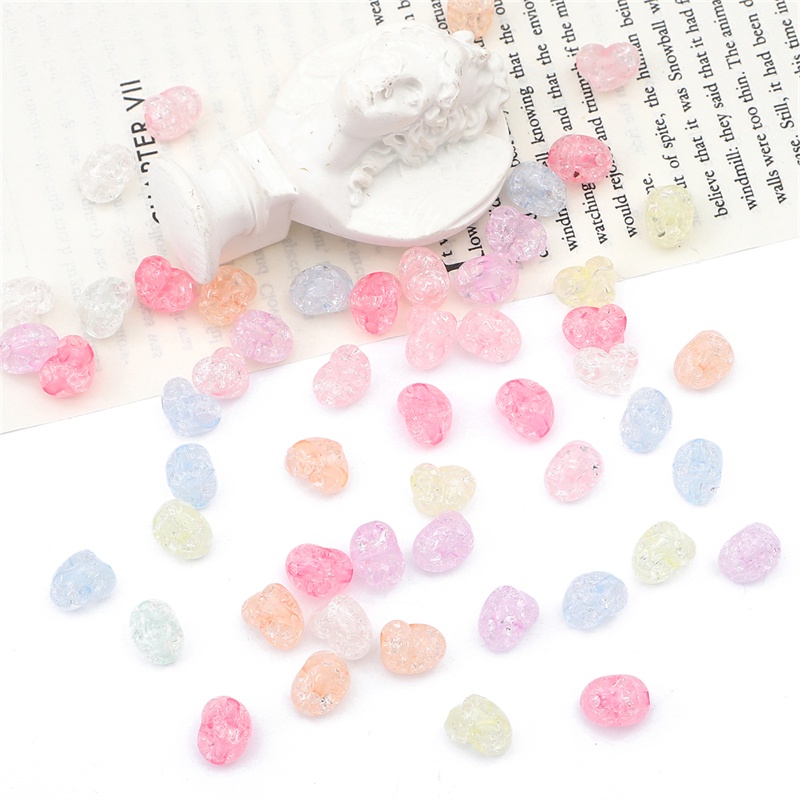 55pcs Manik-Manik Bentuk Hati Bahan Plastik Akrilik Ukuran 12x9mm Untuk Gelang Kalung Dan Anting