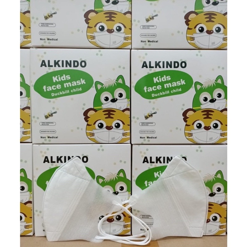 Masker Anak Duckbill Alkindo Putih Warna Warni Tebal per Box isi 50 Termurah Original Ada Emboss