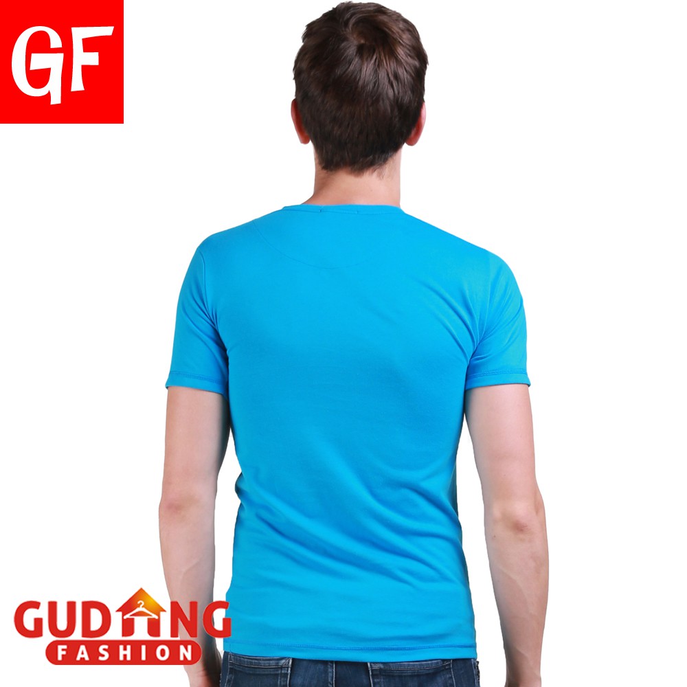 T Shirt Polos Basic Biru Muda Vneck Lengan Pendek Spandex Spandek Biru Muda – FP 520