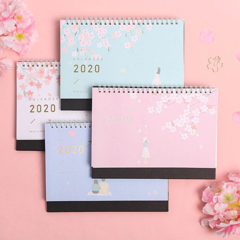 

Ongkir Gratis ya Beautiful Cherry Pattern Standing Paper 2020 Double Coil Calendar Memo Daily