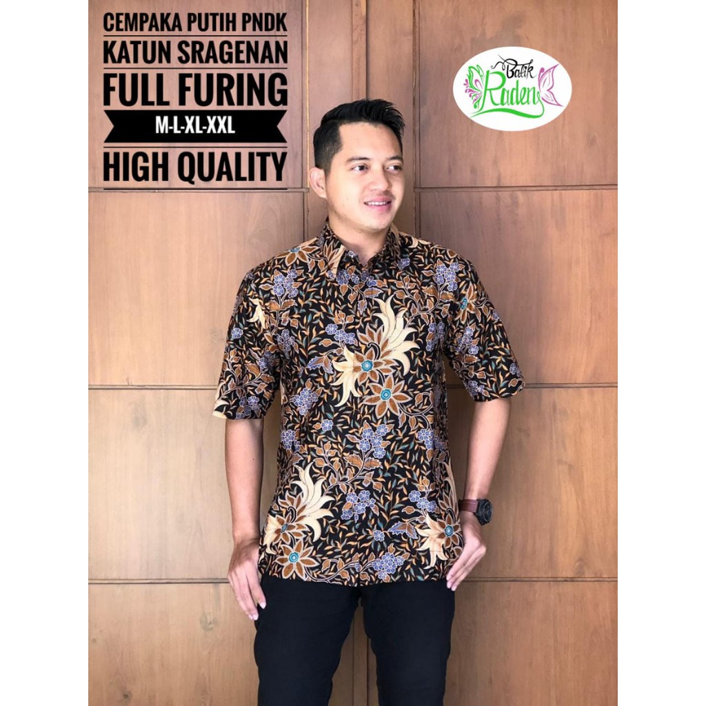 CEMPAKA PUTIH Kemeja Batik Pria Full Furing Halus Bahan Katun Sragenan / masbatiksolo