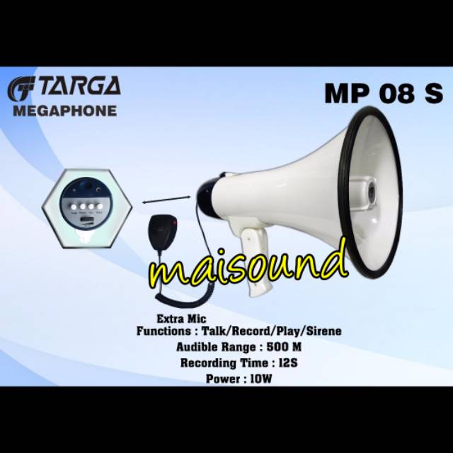 MEGAPHONE TARGA TR MP 08S MEGAPHONE TARGA MP08S 08 S SIRINE RECORD