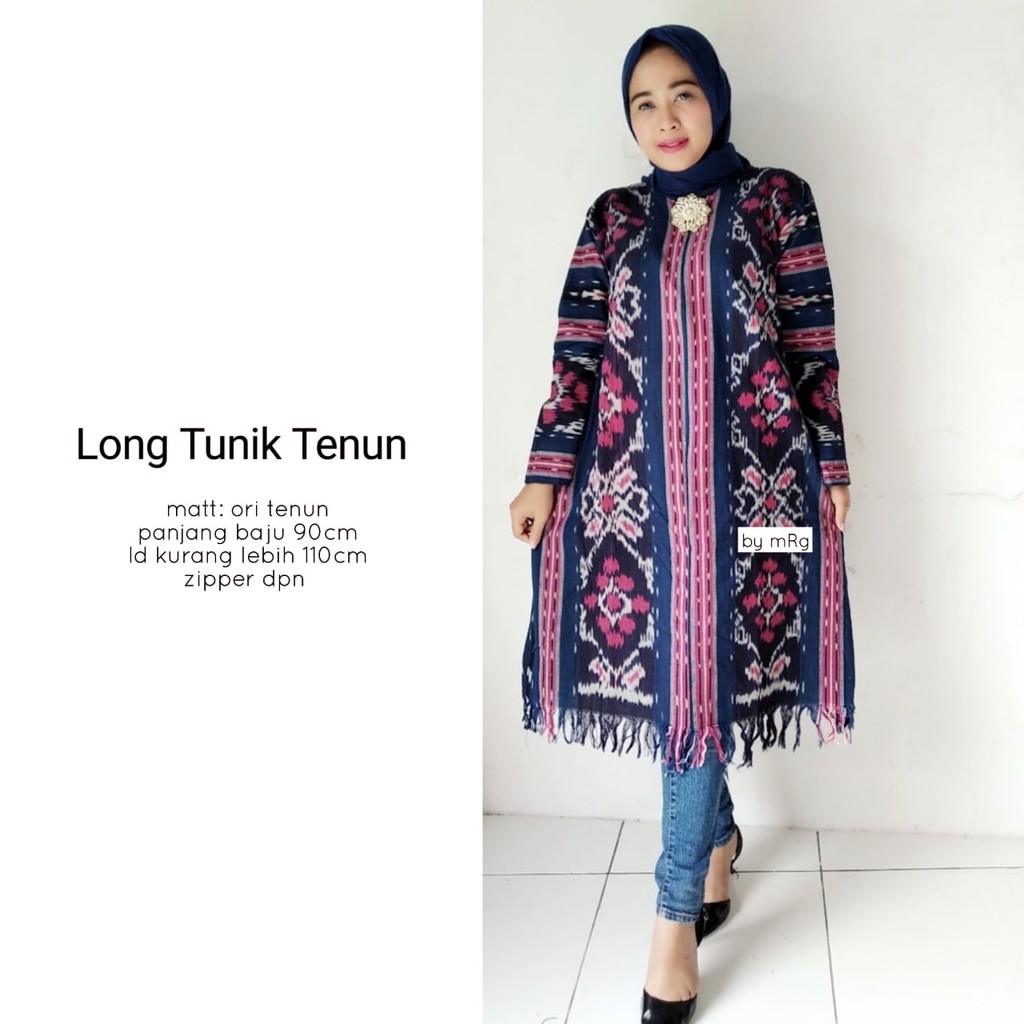BUSANA WANITA MUSLIM,TUNIK BATIK SOLO,TUNIK TENUN MODERN