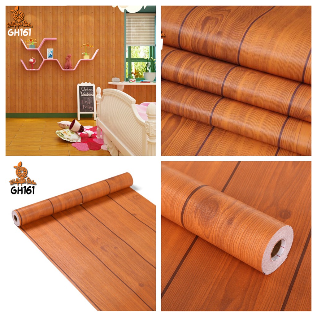 (COD) Wallpaper Stiker Dinding 45 X 8M Motif Kayu Coklat Premium Best Quality Tinggal Tempel Terbaru!!