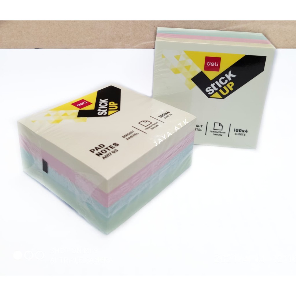 STICKY NOTES MEMO TEMPEL TUMPUK PASTEL 76X76 MM DELI A017 400 LBR STICK NOTES MEMOPAD