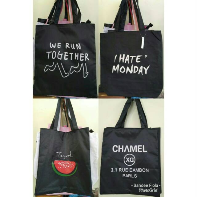 Totebag Hioki impor Tas Tote wanita bahan kanvas