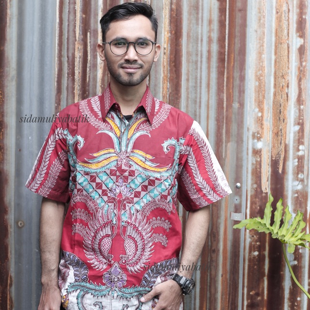 Sidamuliya Batik Tulis Kemeja pria Regular Fit Premium Pandita Lengan Pendek