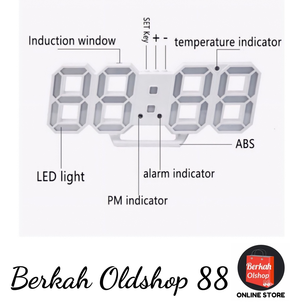Berkah Oldshop 88 - Jam Dinding Digital 3D Clock LED Meja