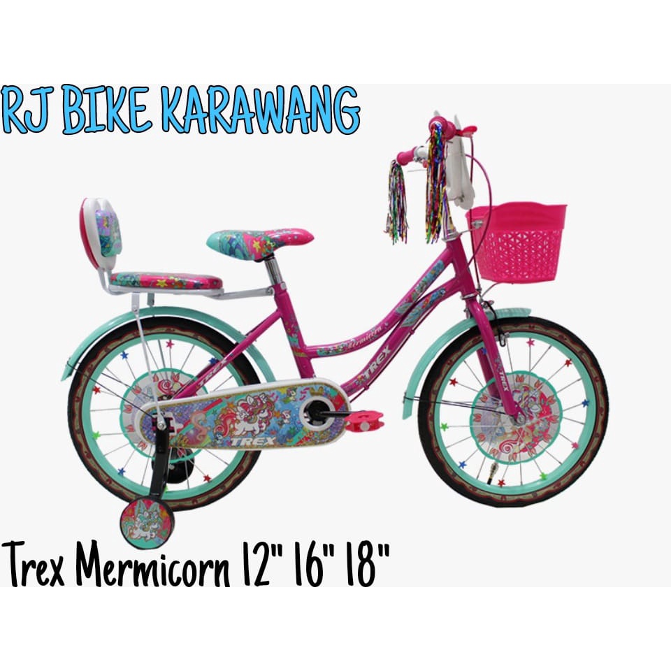 SEPEDA ANAK PEREMPUAN TREX MINI MERMICORN (LOLLIPOP) 899 UKURAN 12 16 DAN 18