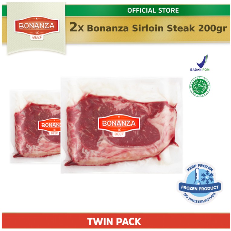 

Bonanza Beef Sirloin Steak 200gr (ISI 2 PACKS) - Twin Pack