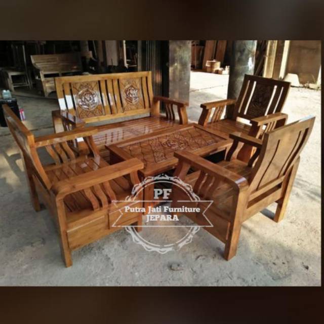 Meja Kursi Tamu Bahan Kayu Jati Mebel Jepara