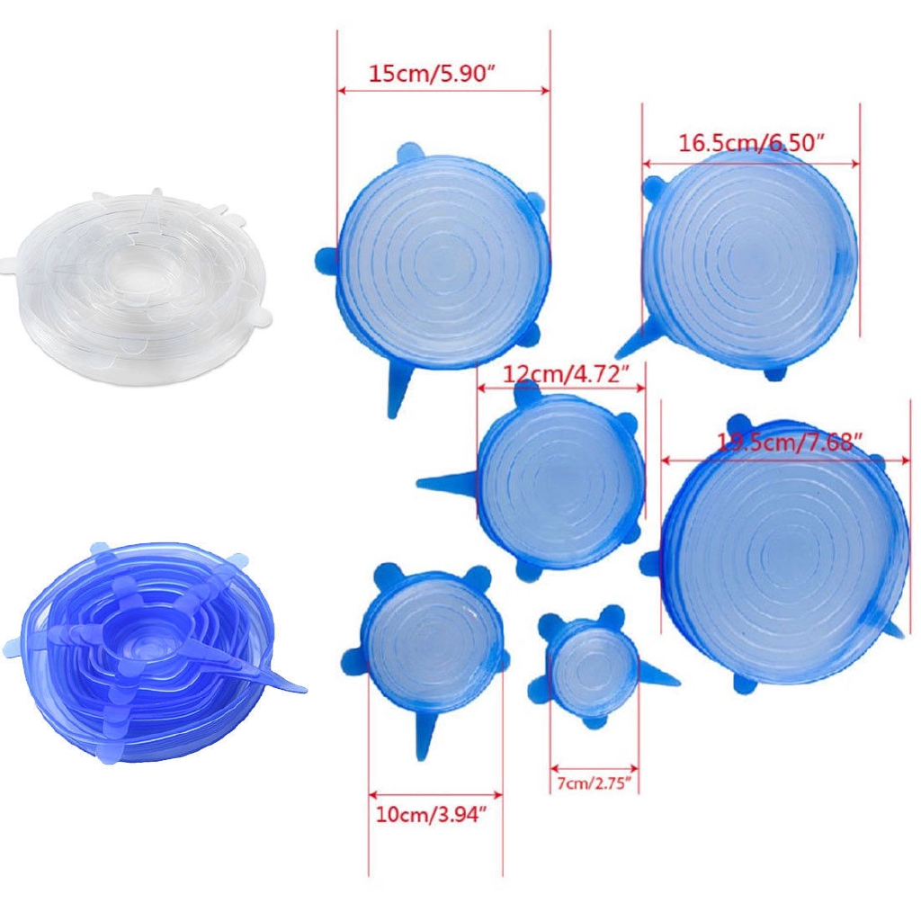 6Pcs / Set Penutup Stopper dengan Bahan Silikon Elastis untuk Dapur