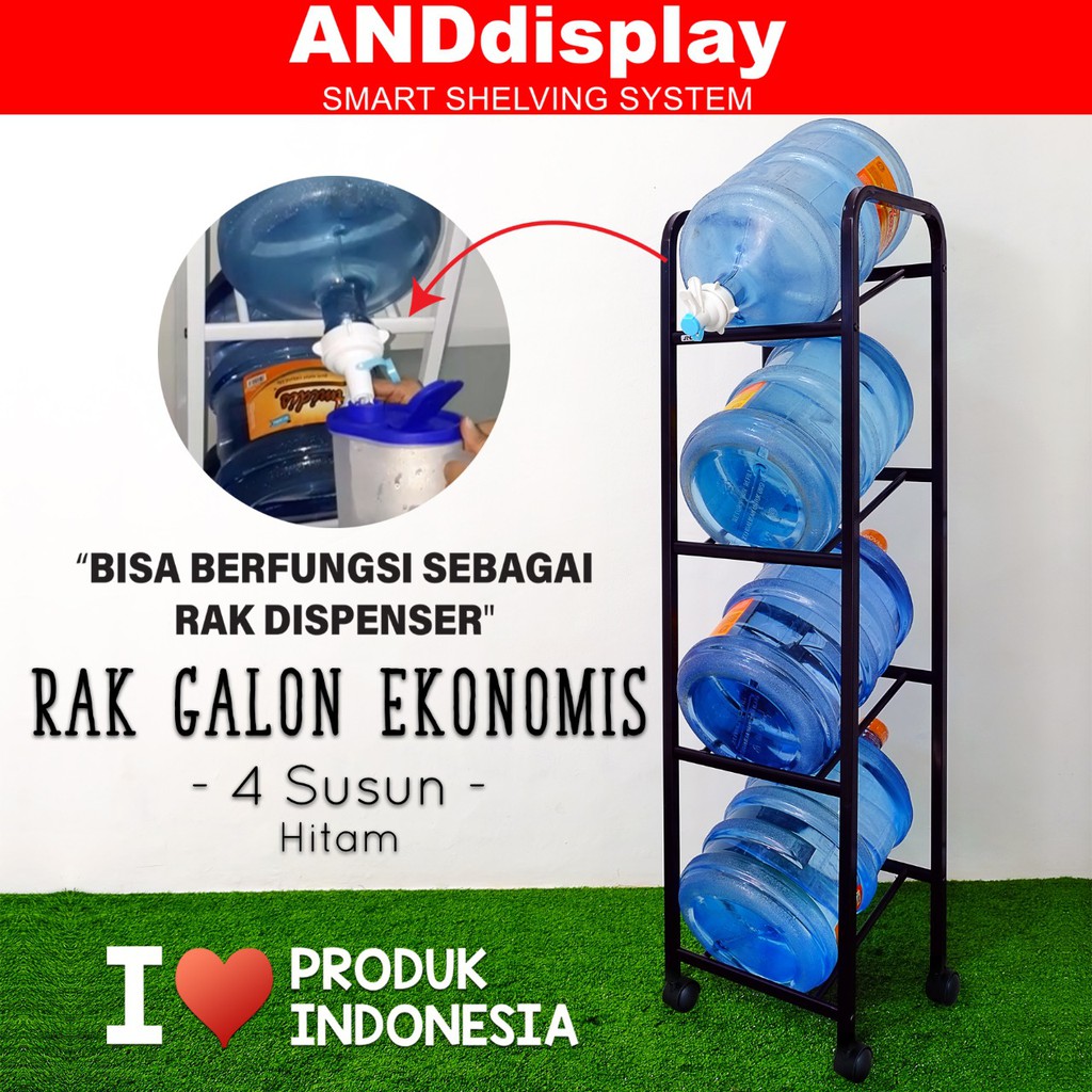  RAK  GALON  AIR 4 SUSUN HITAM BERODA EKONOMIS MURAH 