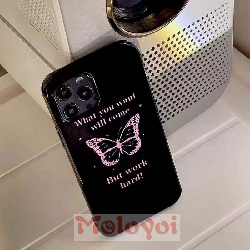 Soft Case Tpu Glossy Motif Kupu-Kupu Untuk IPhone 7 8 Plus XR 11 13 12 Pro Max 8 X XS Max SE 2020