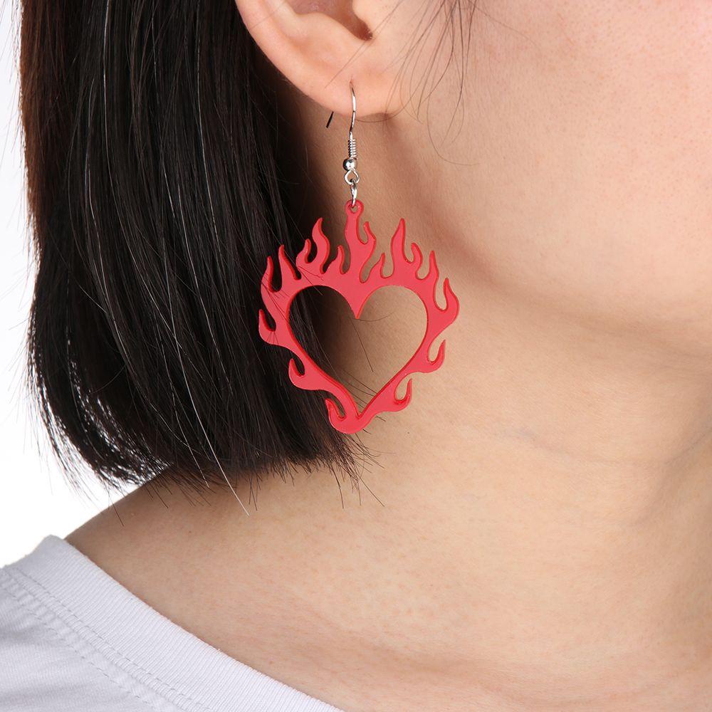 Preva Flame Earring Berlebihan Akrilik Fashion Kreatif