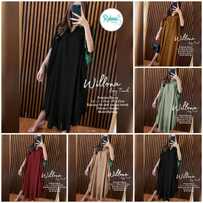 TERBARU,MURAH WILONA LONG TUNIK. bahan rayon premium yg jatuh & adem.BISA COD