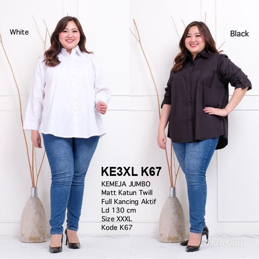 BIGCLO - (COD) LD 130cm Kemeja Wanita Jumbo Kode KE3XL Atasan Kemeja Bigsize