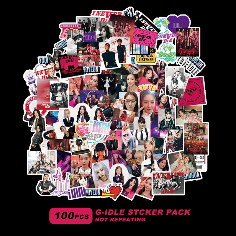 (G) 100pcs / set Stiker I-DLE I NEVER DIE Photo GIDLE Untuk Dekorasi Diary / Koper