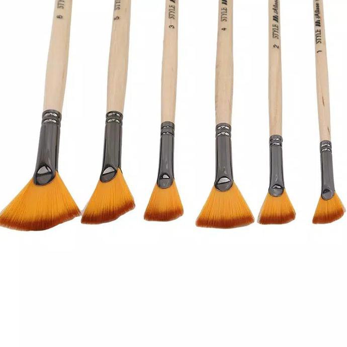 

Stok Baru! Kuas Lukis Cat Air Akrilik Set 6 Pcs Oil Paint Fan Brush - Orange Murah