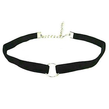 Silver Gold O-Ring Black Velvet Choker Necklace | Kalung Handmade Premium Collection