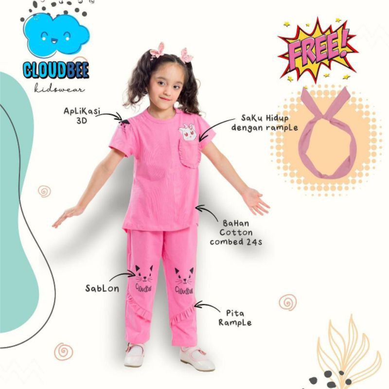 Setelan Anak Perempuan SET TUNIK CAT LOVER BY CLOUDBEE