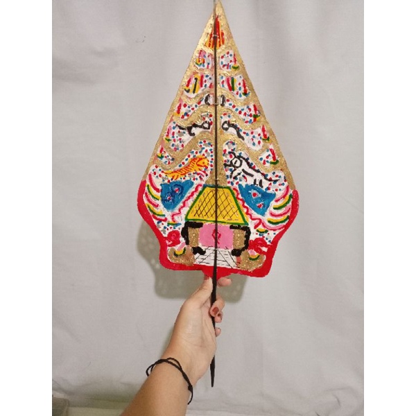 Gunungan Wayang Kulit Bahan Asli Kulit Ukuran Kecil Tinggi 30cm