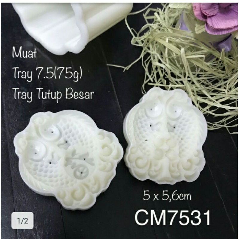 CM7531 Cetakan Mooncake Double Fish FU