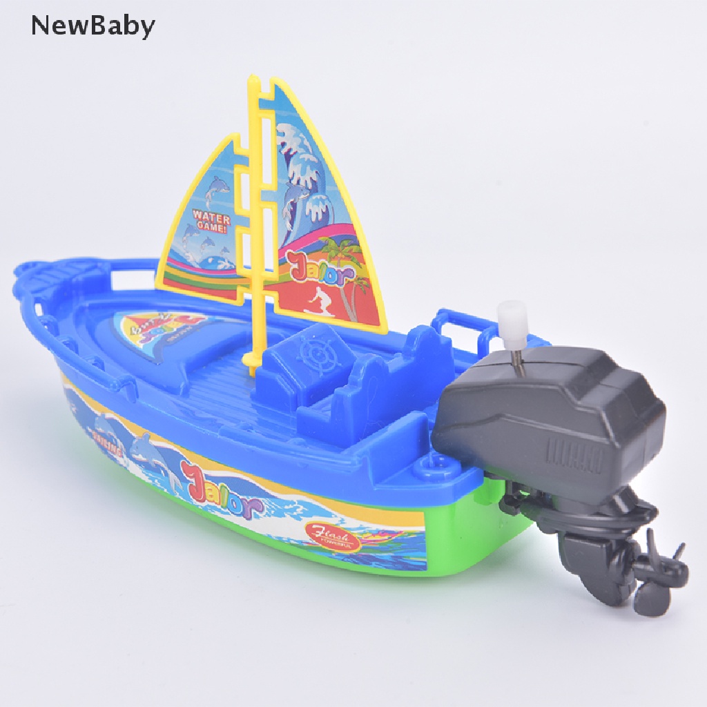 1pc Mainan Perahu Speed Boat Wind Up Mengapung Di Air Untuk Hadiah Anak Lakilaki