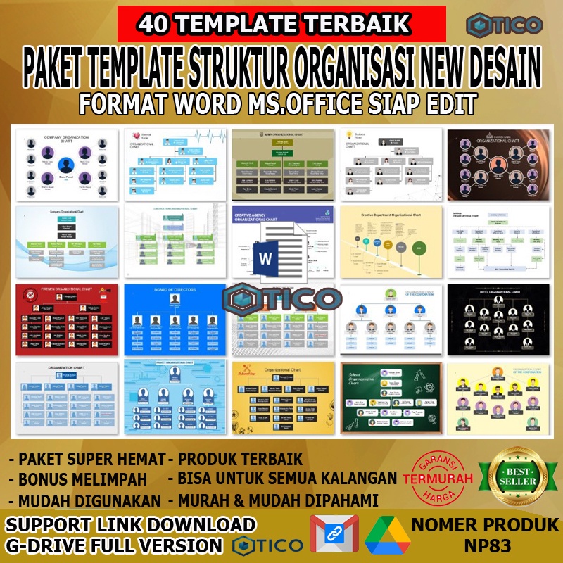 Paket Template Struktur Organisasi WORD Untuk Semua KeperluanTerkini Siap Edit Termurah Terlaris