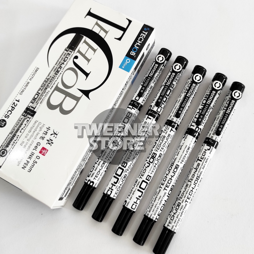 

(1PCS) TECHJOB Gel Ink Pen 0.5mm TG-313A | Warna Tinta Hitam