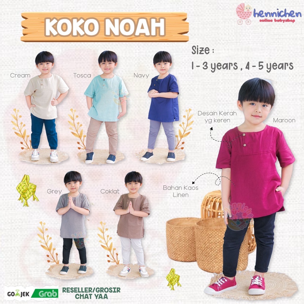 PROMO 7.7 BAJU KOKO NOAH KOKO ANAK 1-5 TAHUN PAKAIAN MUSLIM BAJU LEBARAN ANAK LUCUNAA BY ORI SMILEE BAJU LEBARAN ANAK