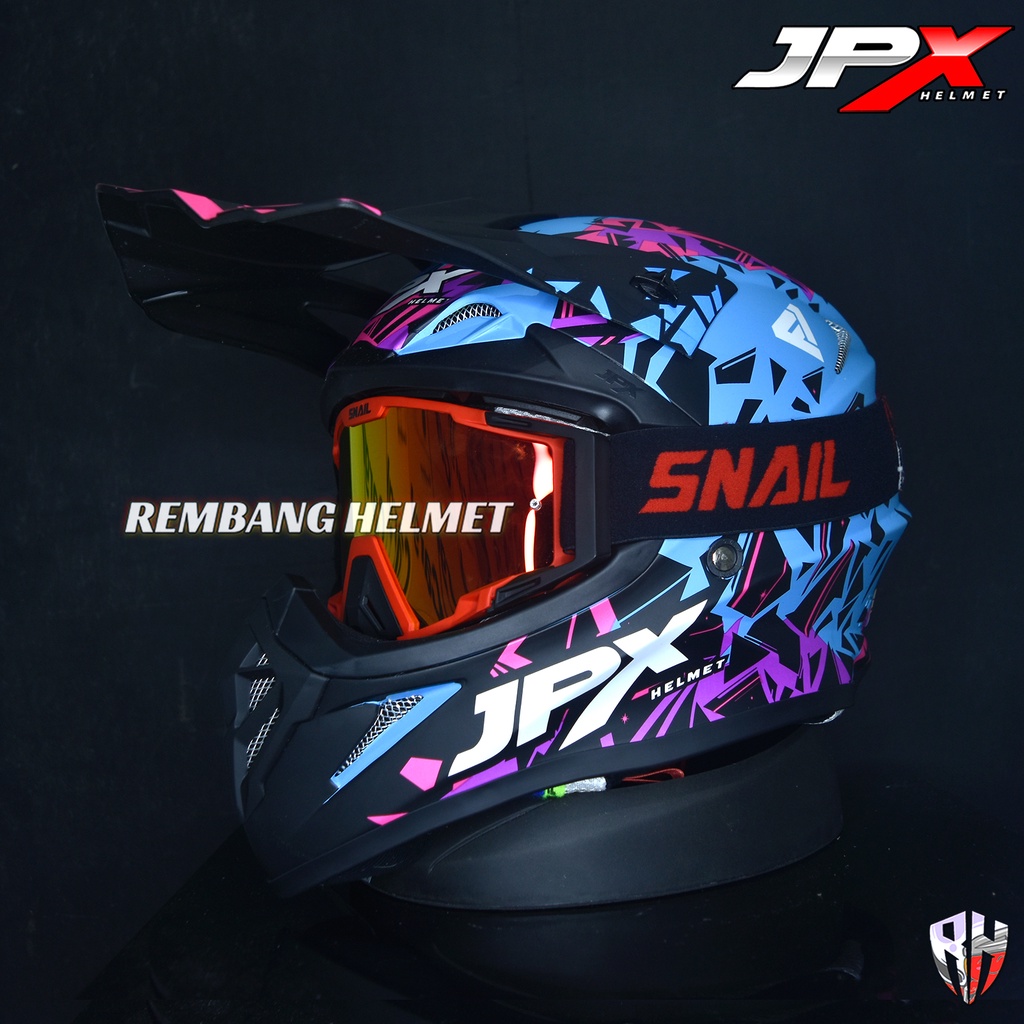 HELM JPX CROSS_FOX1 X33 - BLUE DOFF PAKET GANTENG GOOGLE SNAIL HELM JPX KLX ORIGINAL HELMET MOTO TRAIL SUPERMOTO HELM FULL FACE MOTO CROSS TERBAIK-MX40 MATT RED/RED