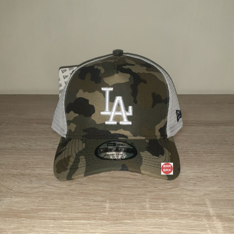 Topi Baseball LA Los Angeles Dodgers Camo Army Import Jaring Trucker Fashion Pria NBA Basket Cap New